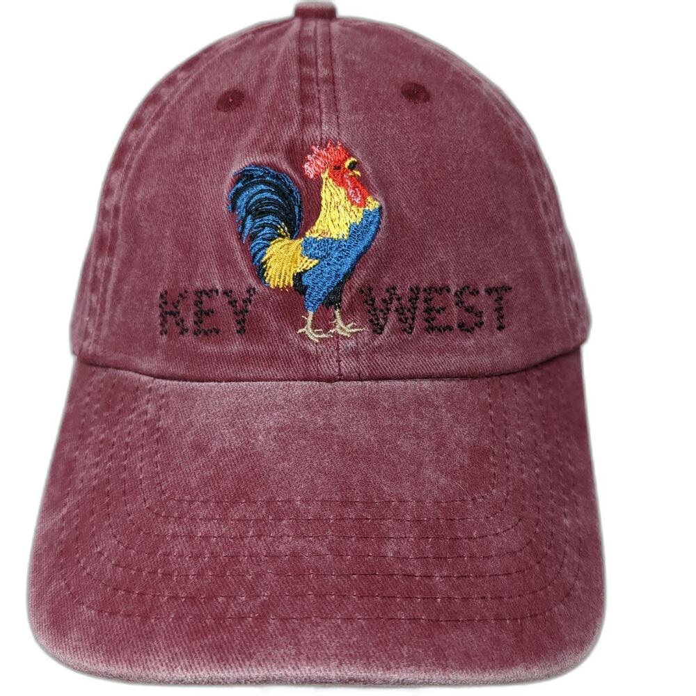 Distinctive Headwear Baseball Cap Red OSFM Key West Rooster Conch Republic Hat